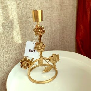 NWT Pier 1 gold flower taper candle holder
